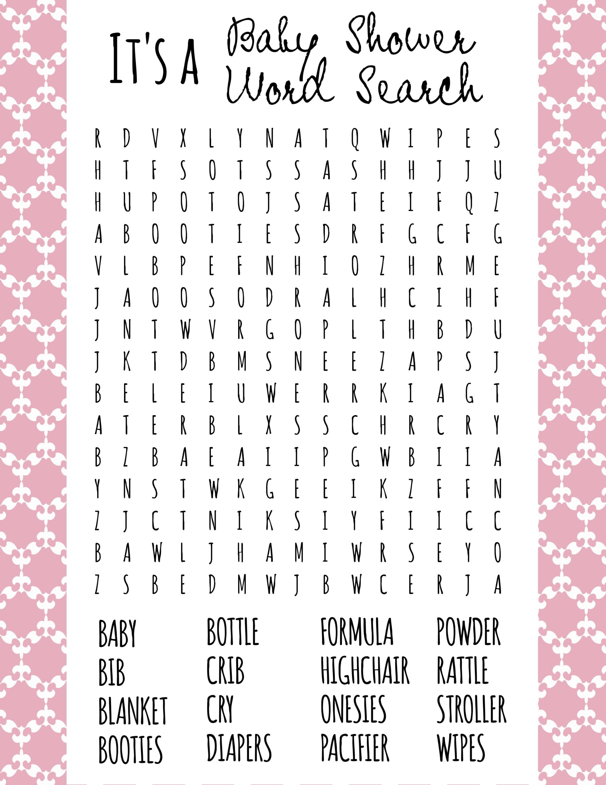 Free Baby Printables Word Search