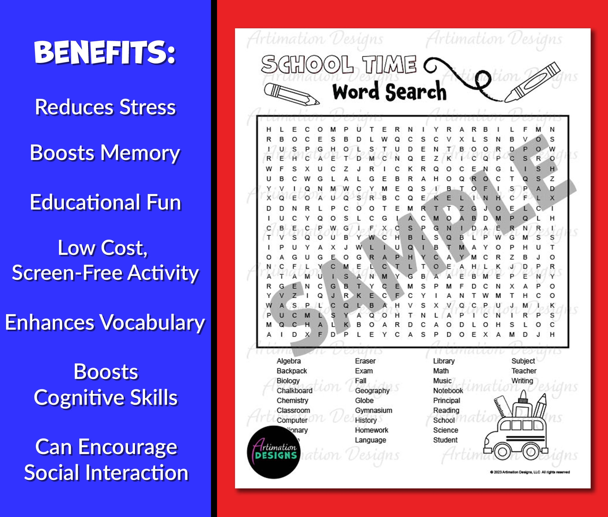 Education Word Search Printable 5th Grade