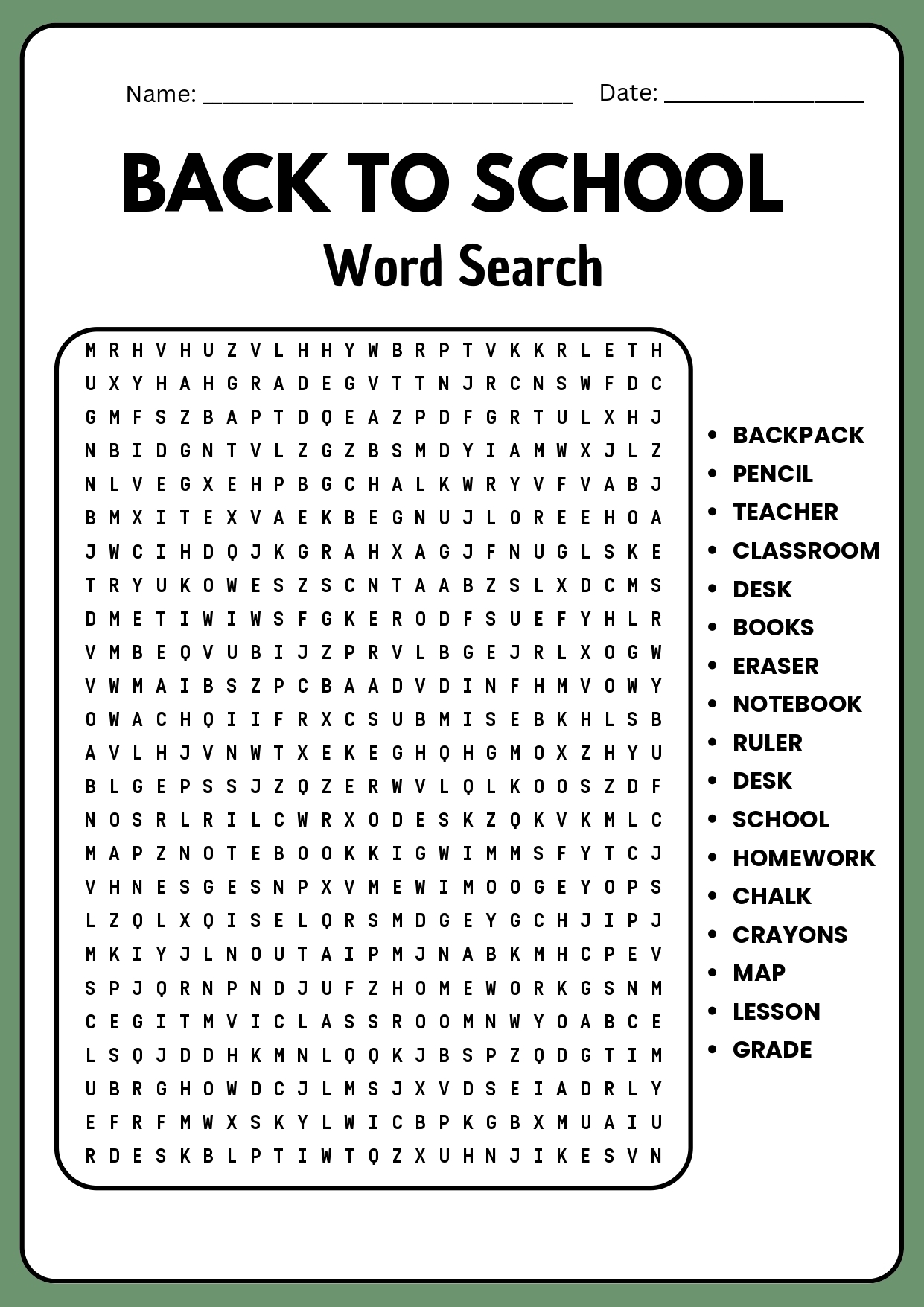 Back To School No Prep Word Search Worksheets For Kids Made By Teachers