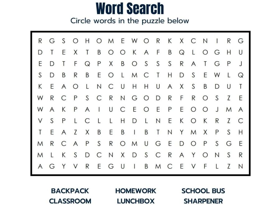 Back To School Vocabulary EFL Word Search ITTT
