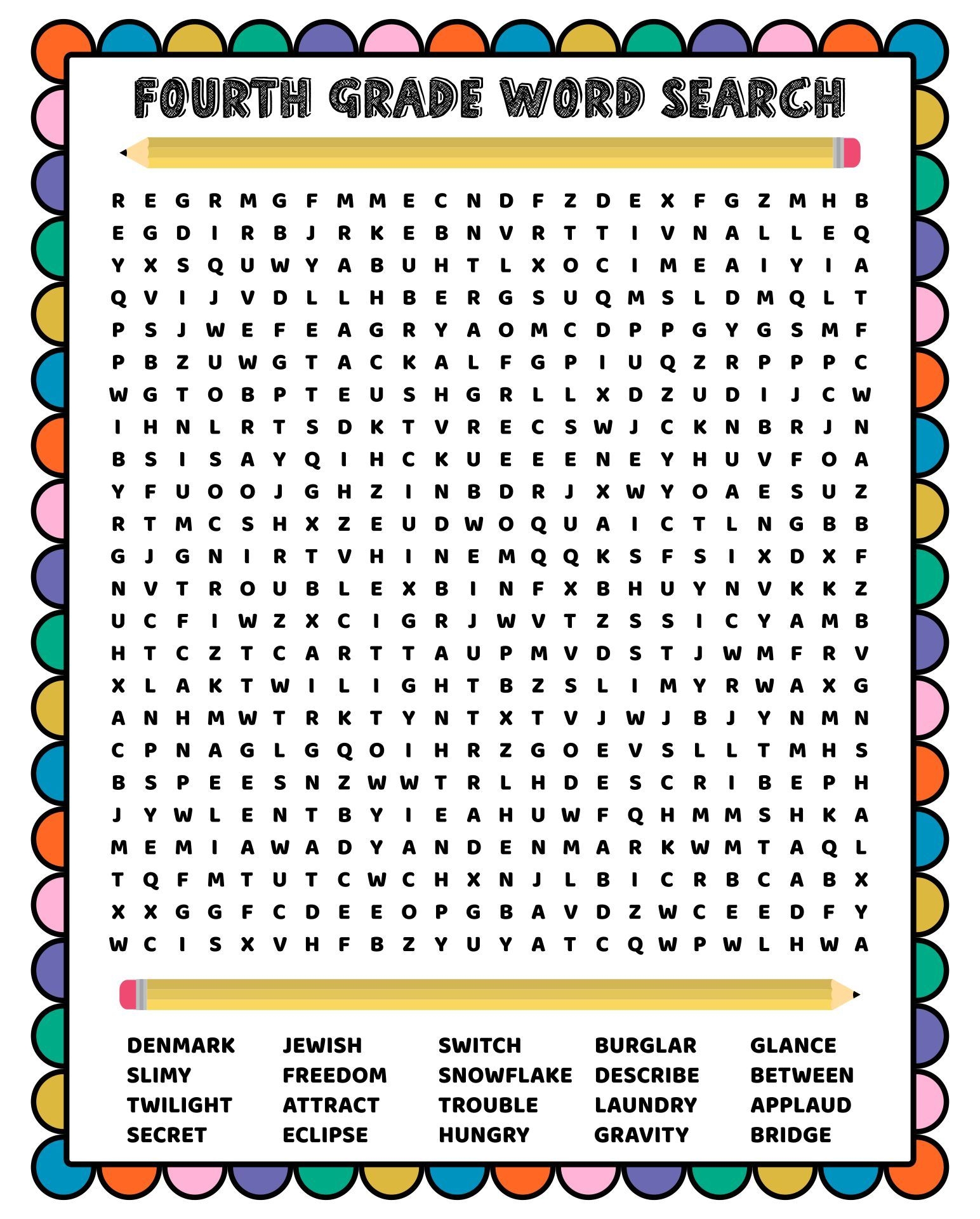 Back To School Word Search Back To School Word Search