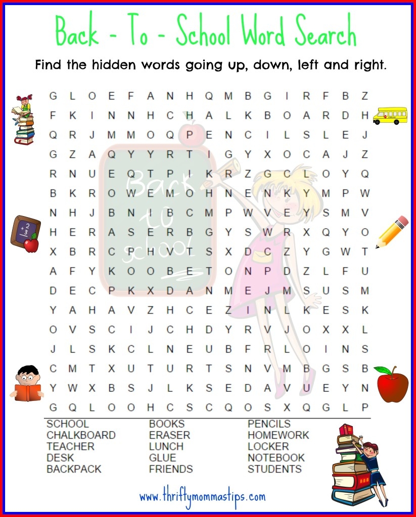 Back To School Word Search
