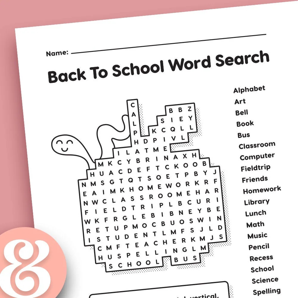 Back To School Word Search A Cute Printable Worksheet Grades 1 5 Etsy Back To School Word Search A Cute Printable Worksheet Grades 1 5 Etsy