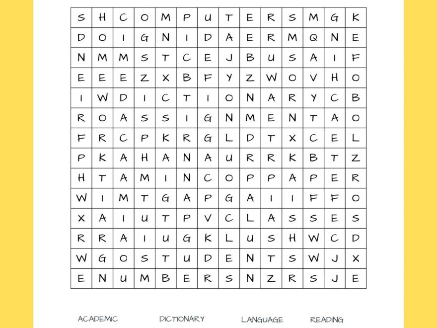 Back To School Word Search Digital Printable Etsy