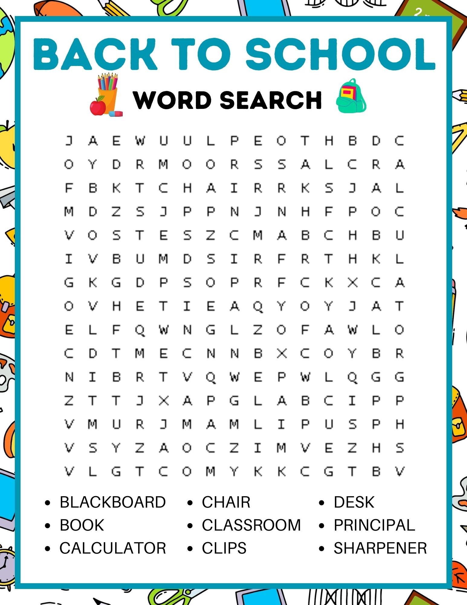 Back To School Word Search First Day Of School Activities School Games For Kid Made By Teachers