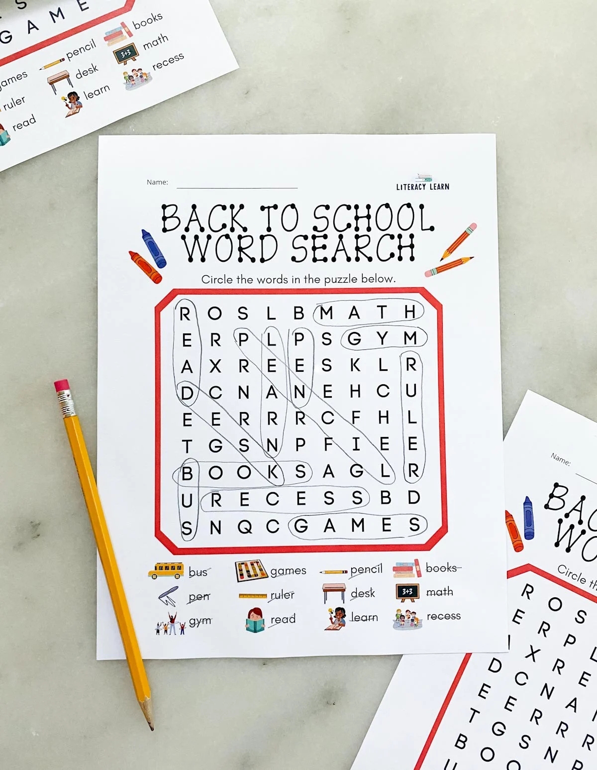 Printable Word Search Second Grade