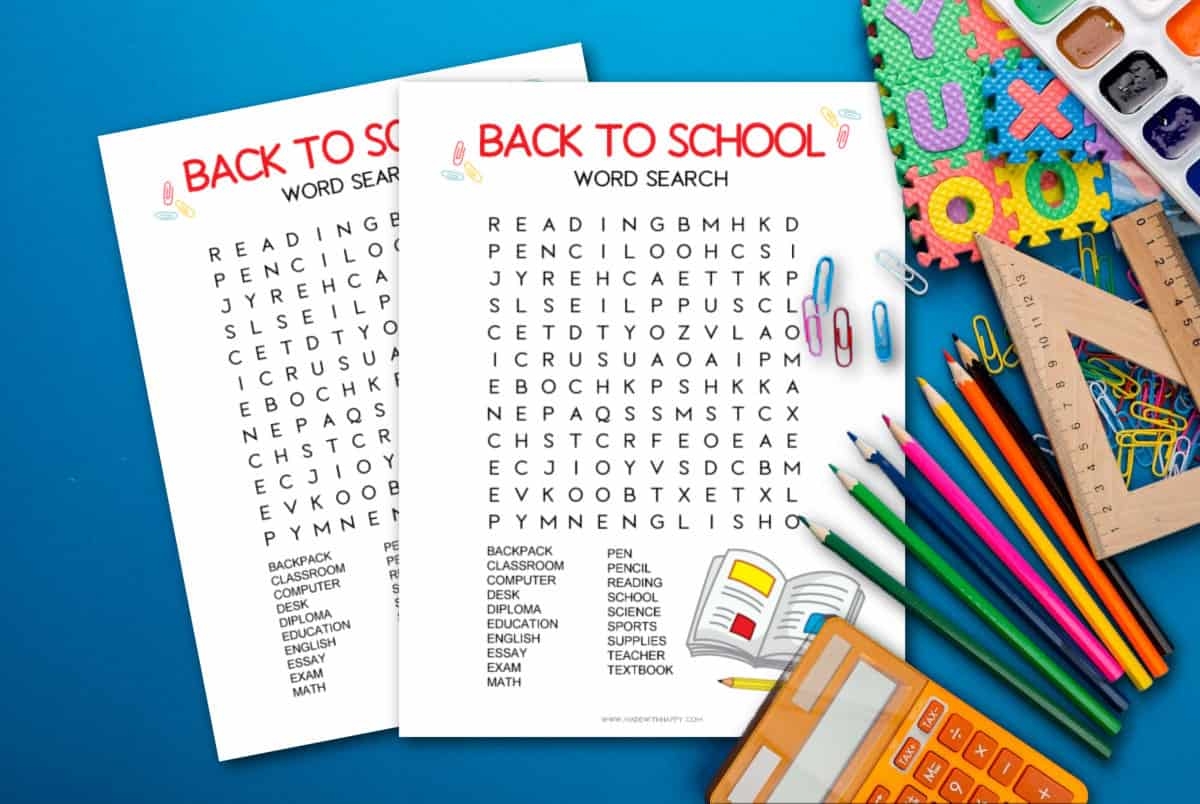 Back To School Word Search Free Printable Made With HAPPY