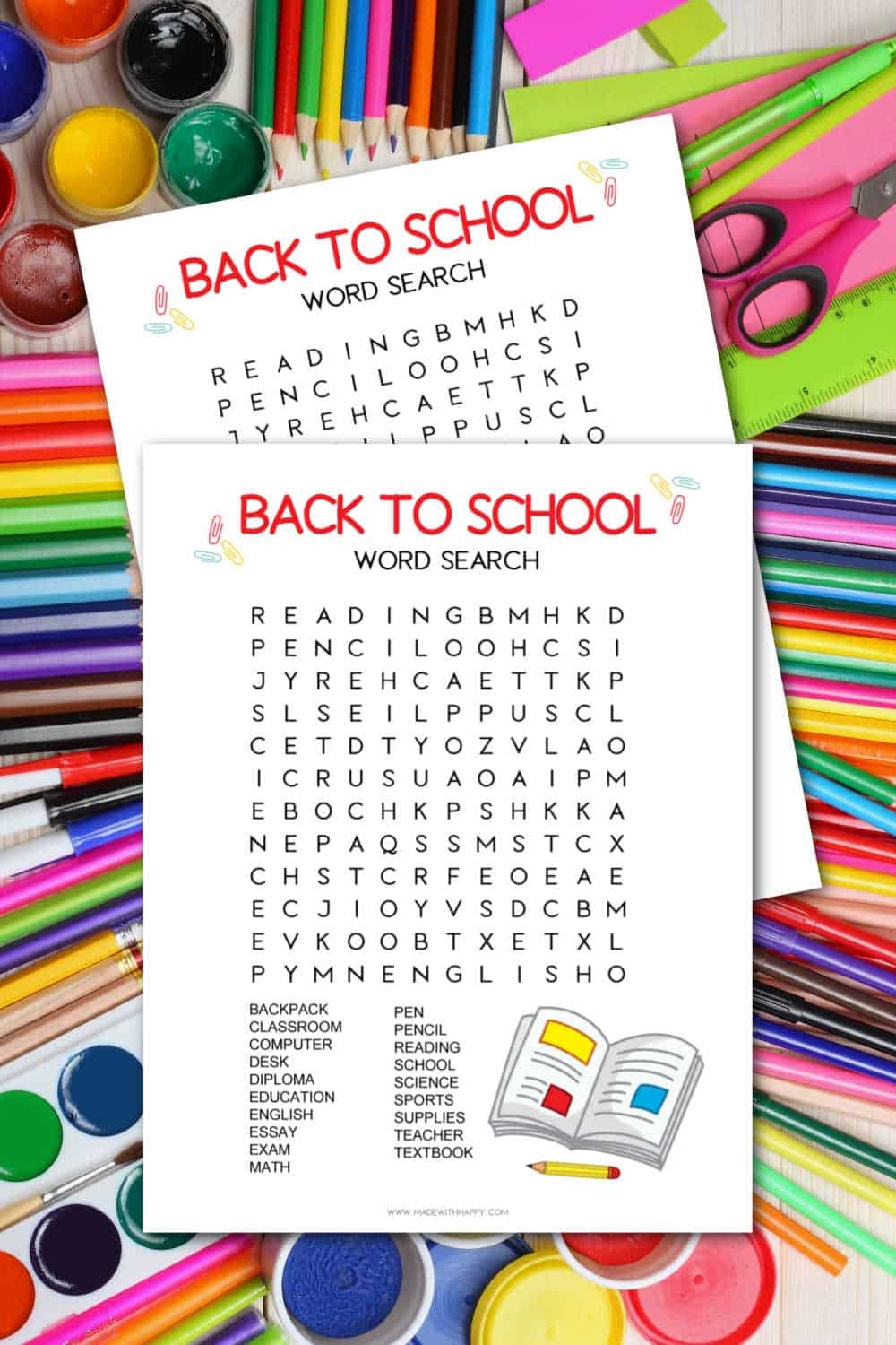 Back To School Word Search Free Printable Made With HAPPY
