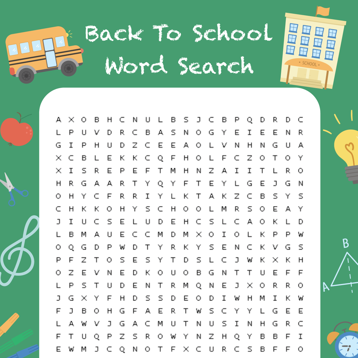 Back To School Word Search FREE Printable Play Party Plan