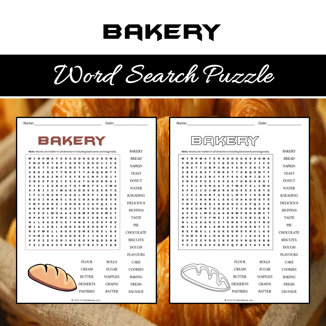 Printable Baking Word Search