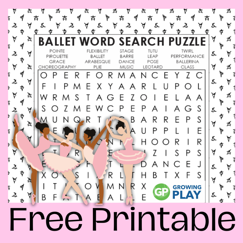 Ballet Word Search Free Printable Growing Play