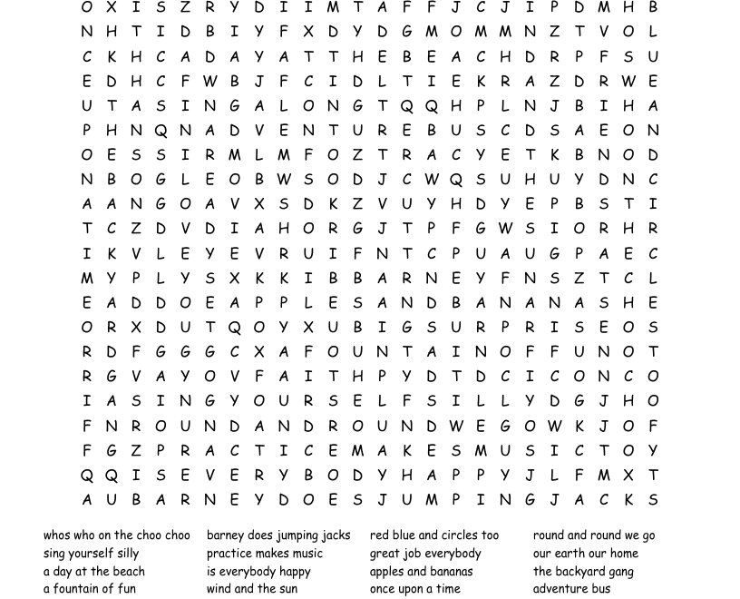 Barney Word Search WordMint