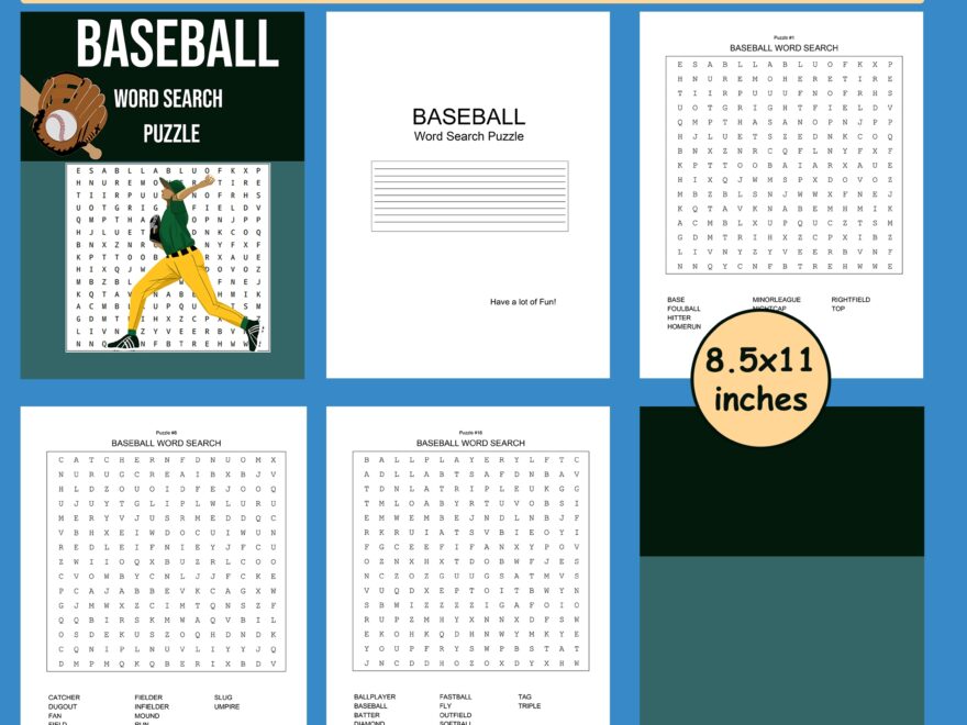 Baseball Word Search Puzzle Book With Solutions Easy To Hard Level For Baseball Lovers Made By Teachers