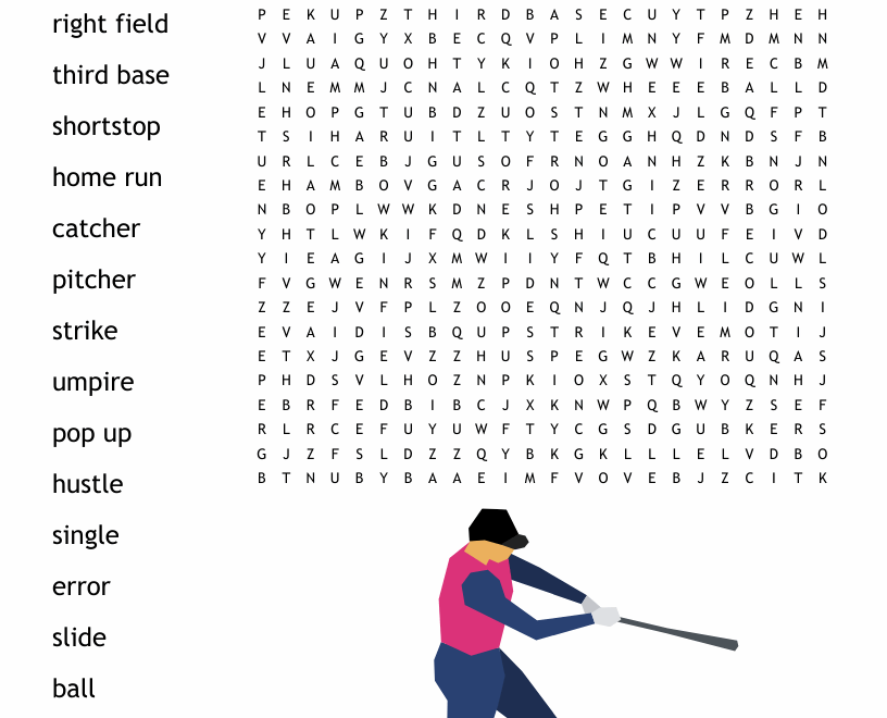 Baseball Word Search WordMint