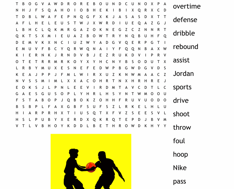 Basketball Word Search WordMint