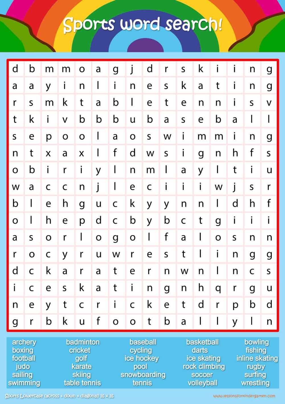 Sports Printable Word Search