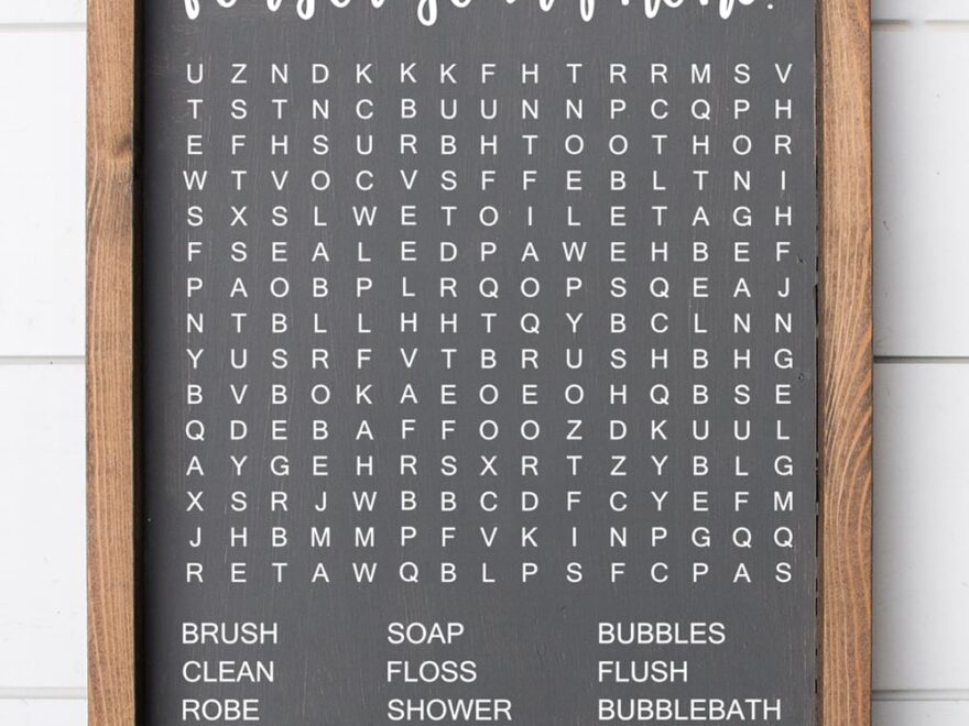 Bathroom Word Search SVG Print 3 Free Versions