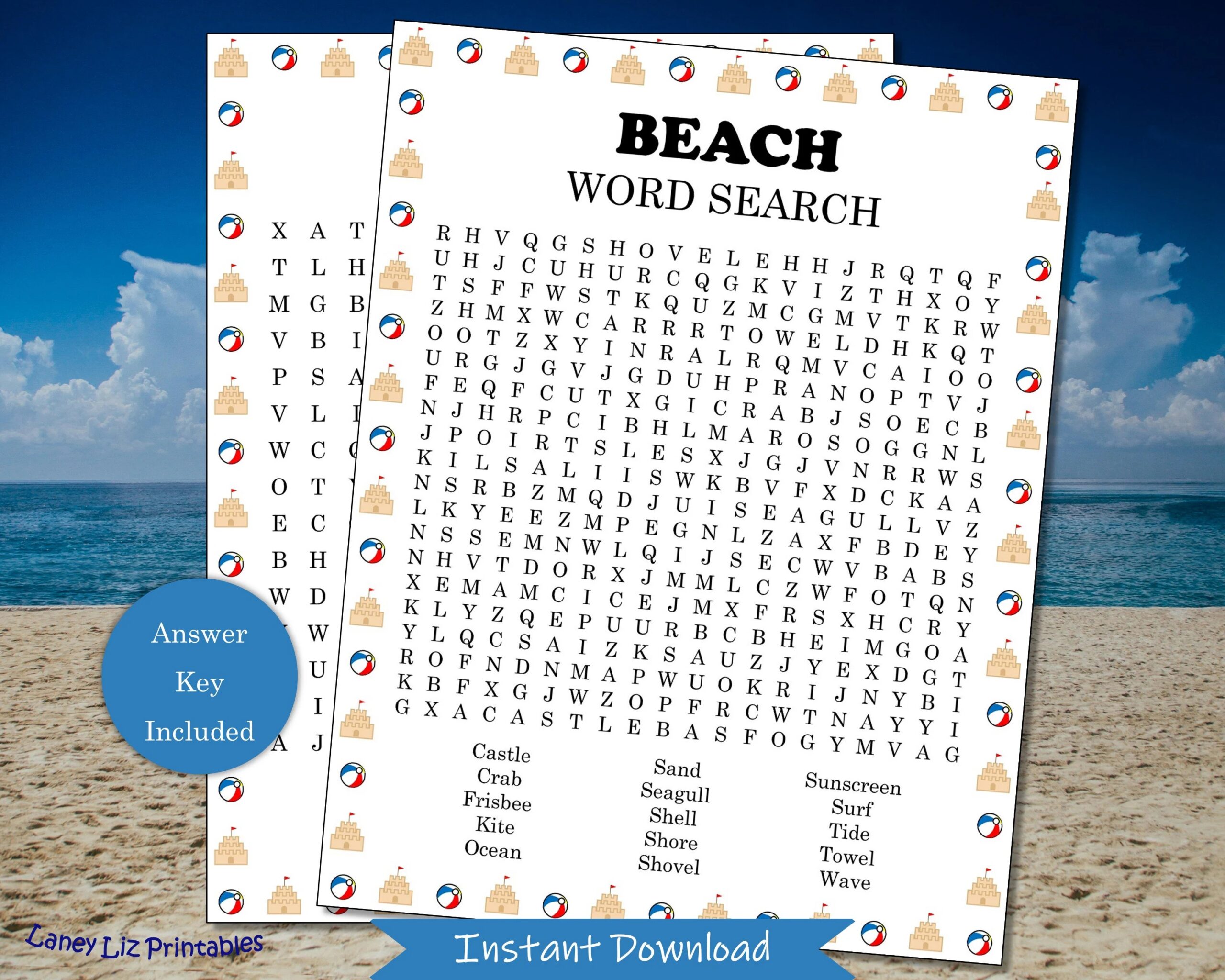 Beach Word Search Etsy Singapore