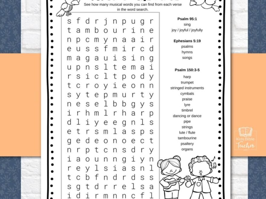 Bible Activity Pages About Music Kids Bible Teacher