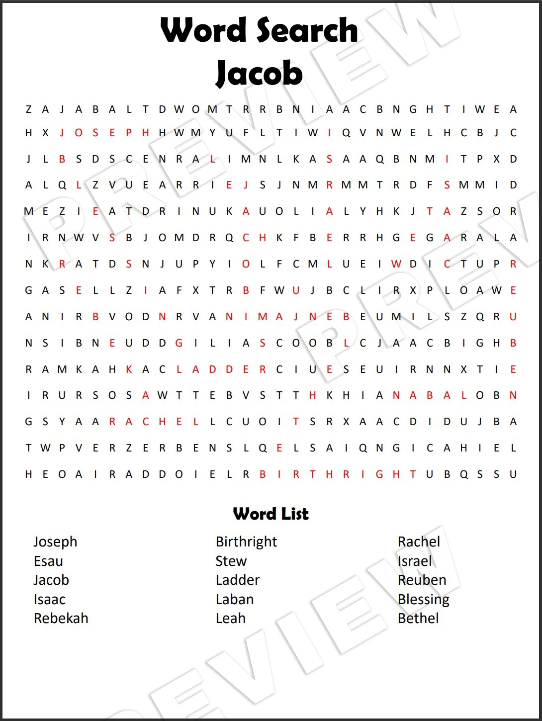 Word Search Bible Printable