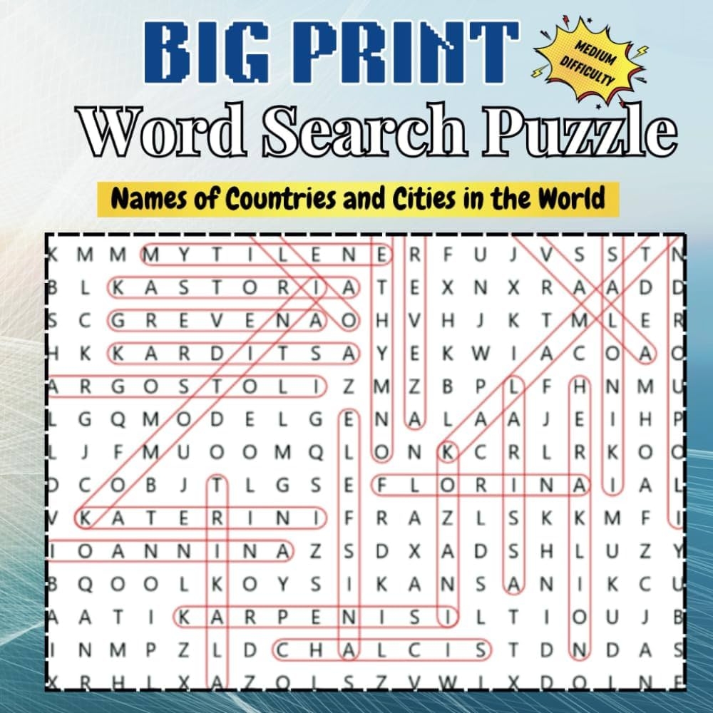 Big Print Word Search Puzzle Names Of Countries And Cities In The World Saspa Mary Amazon fr Books