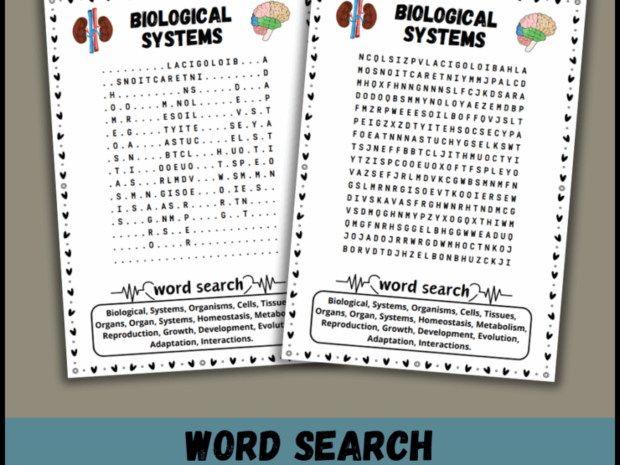 Biological Systems Word Search Puzzle Worksheet Activity Made By Teachers