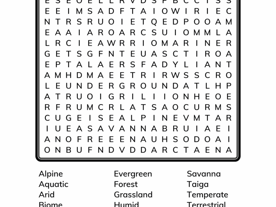 Biome Word Search