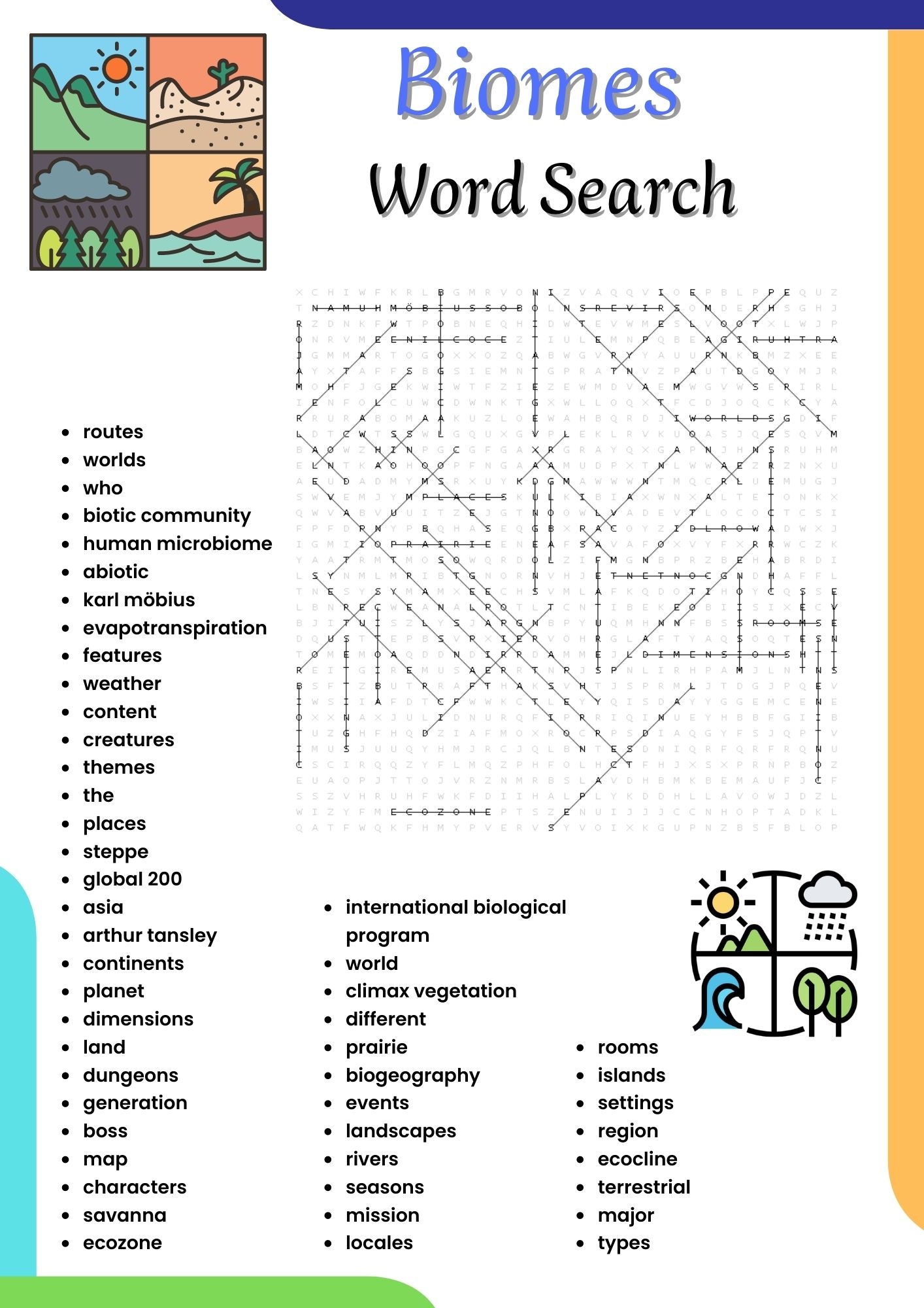 Free Printable Biomes Word Search