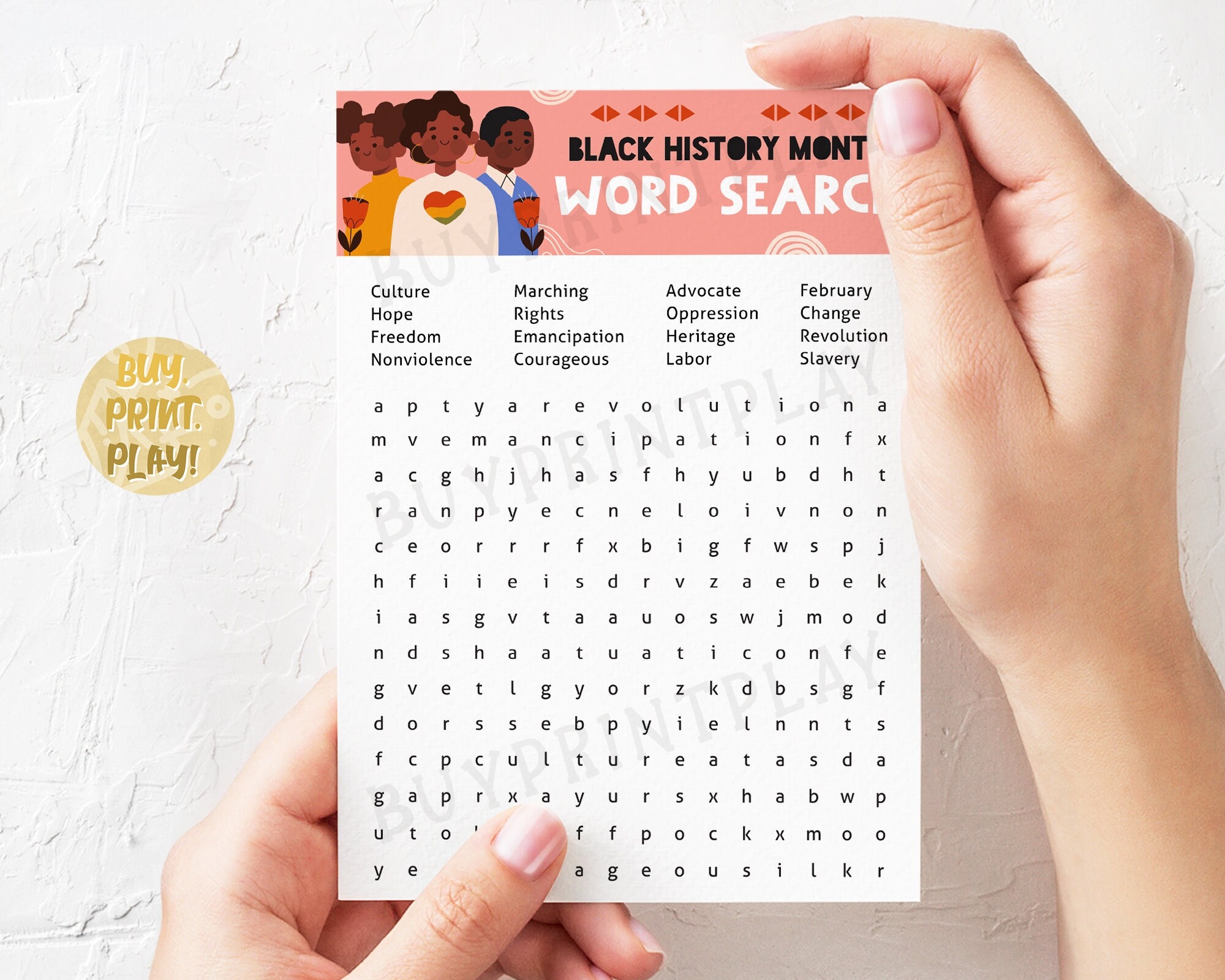 Black History Month Word Search American History Printable Activity Educational Games Digital Download Etsy