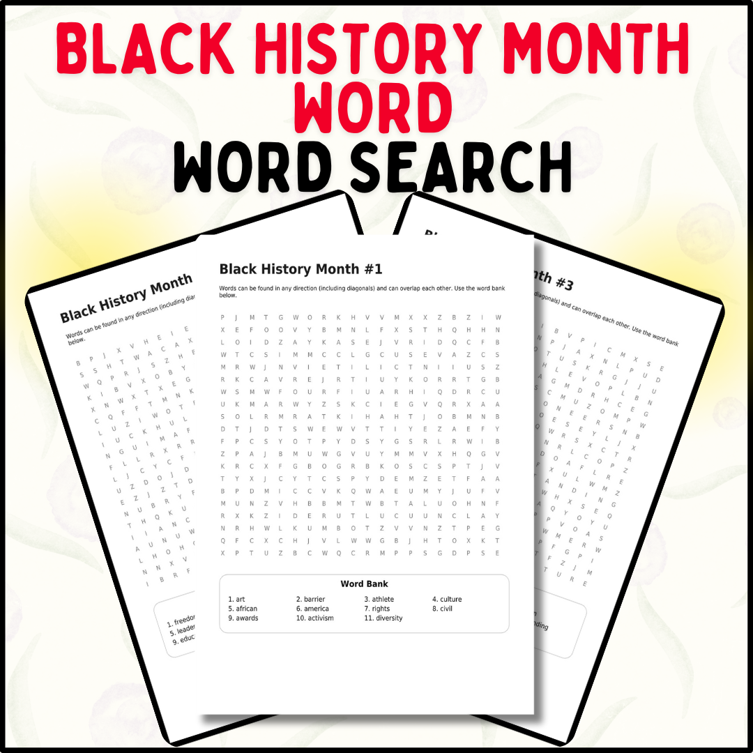 Black History Month Word Search Honoring The Contributions Of Black Americans Made By Teachers
