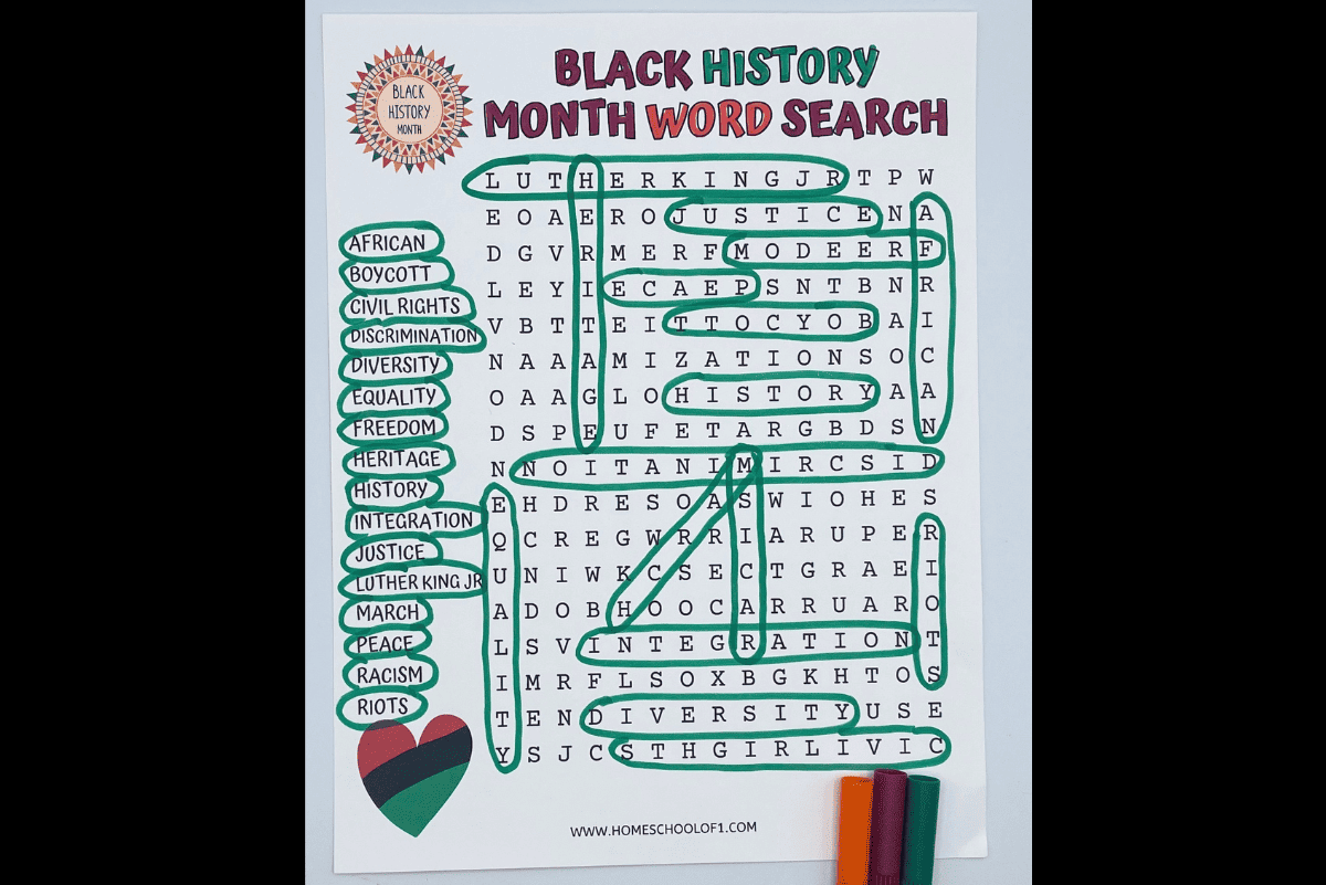 Black History Word Search Free Printable 