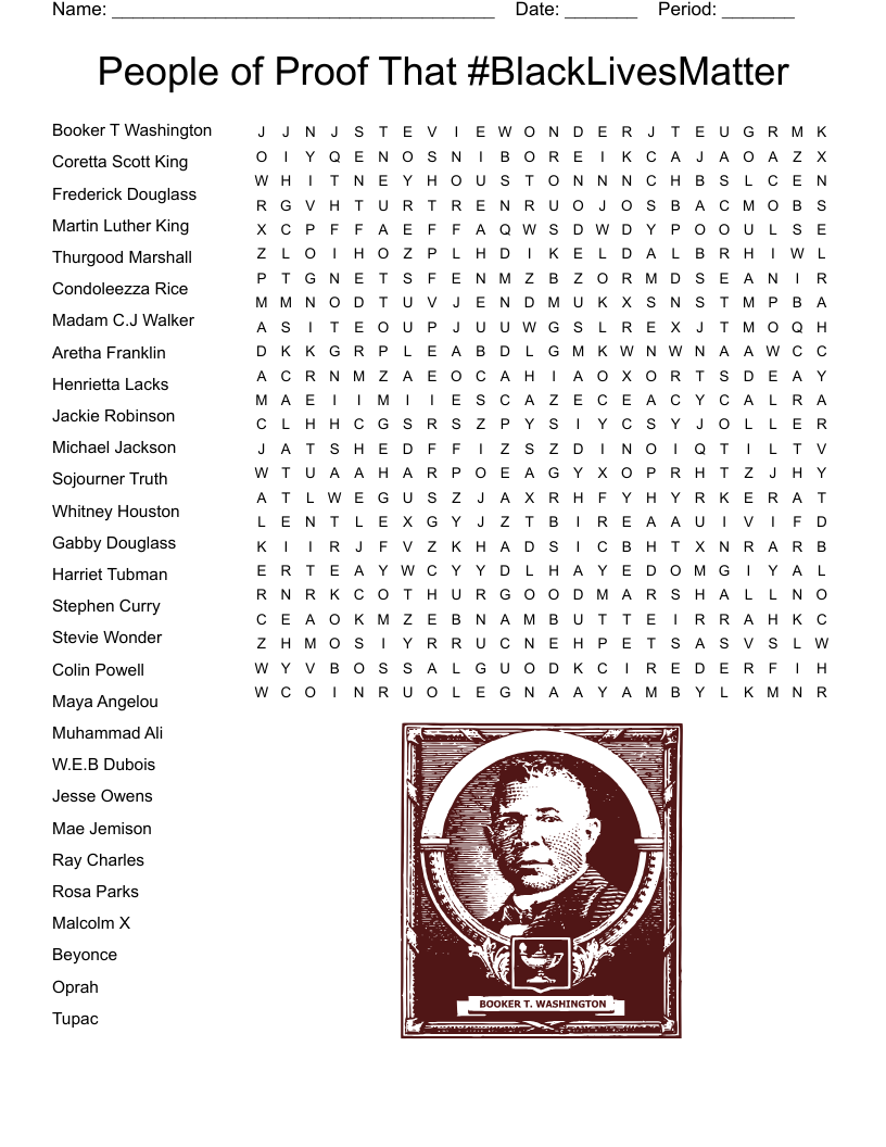 Black History Word Search Puzzle WordMint