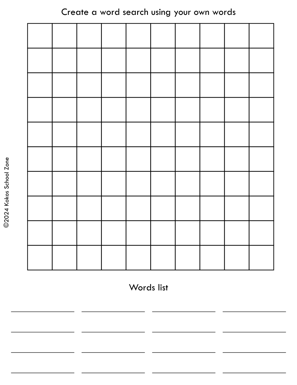 Blank Word Search Templates Printable Teaching Resources