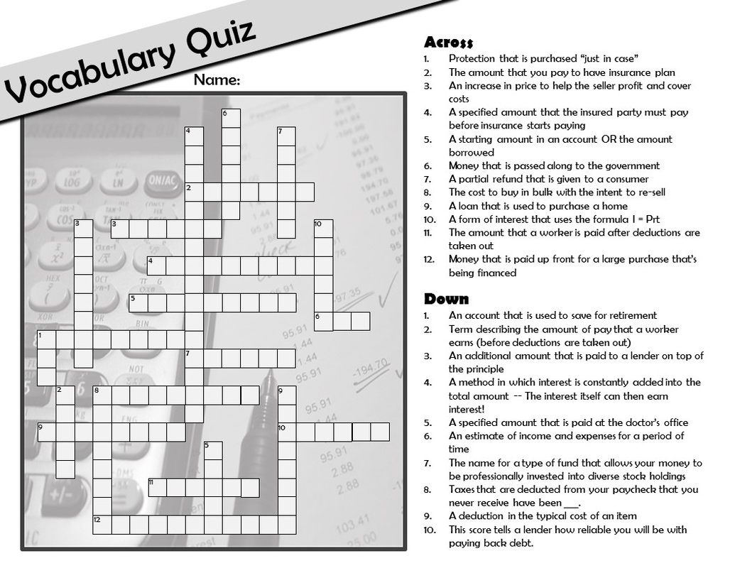 Free Printable Financial Word Search