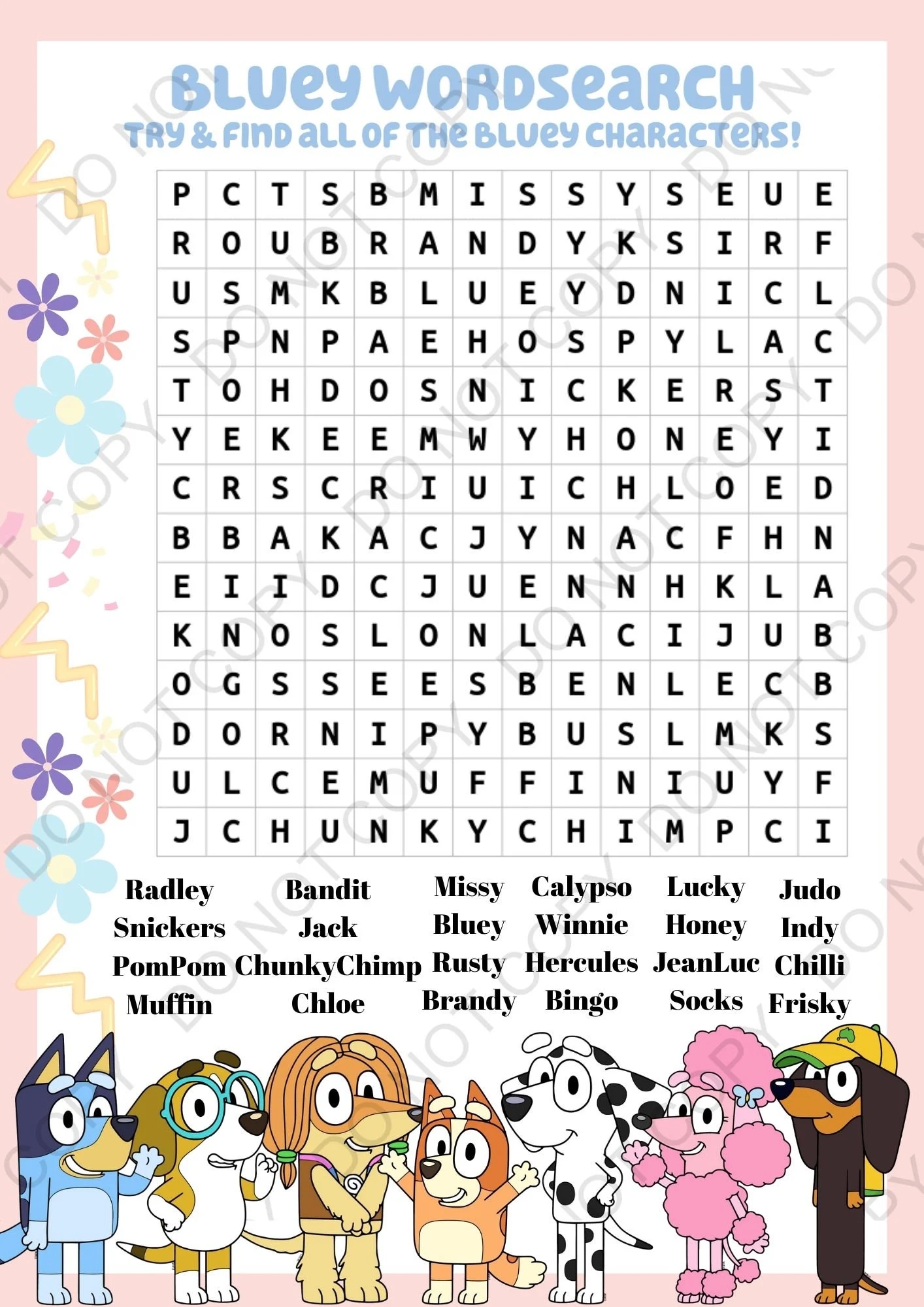 Bluey Wordsearch Digital File PDF Etsy