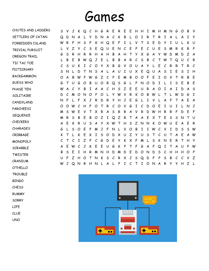 Word Search Printable Pictionary