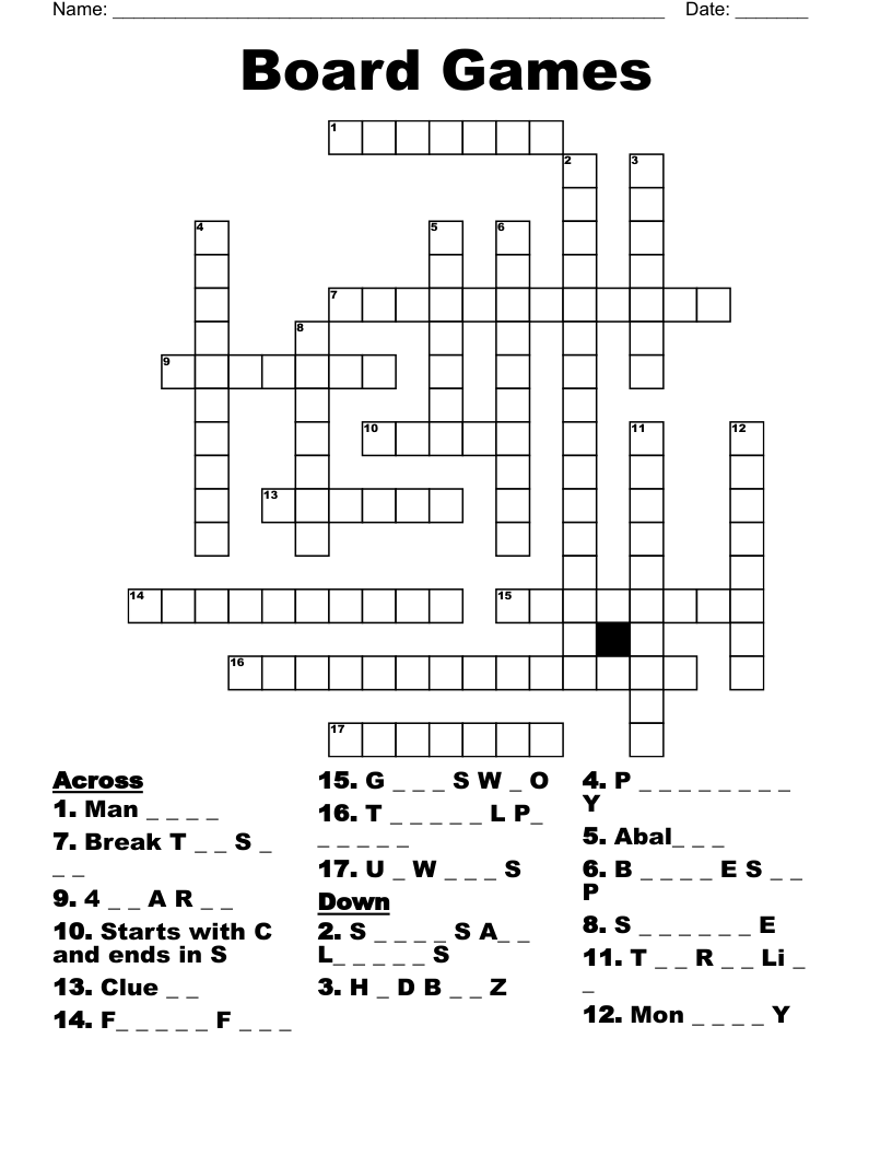 Board Games Word Search WordMint