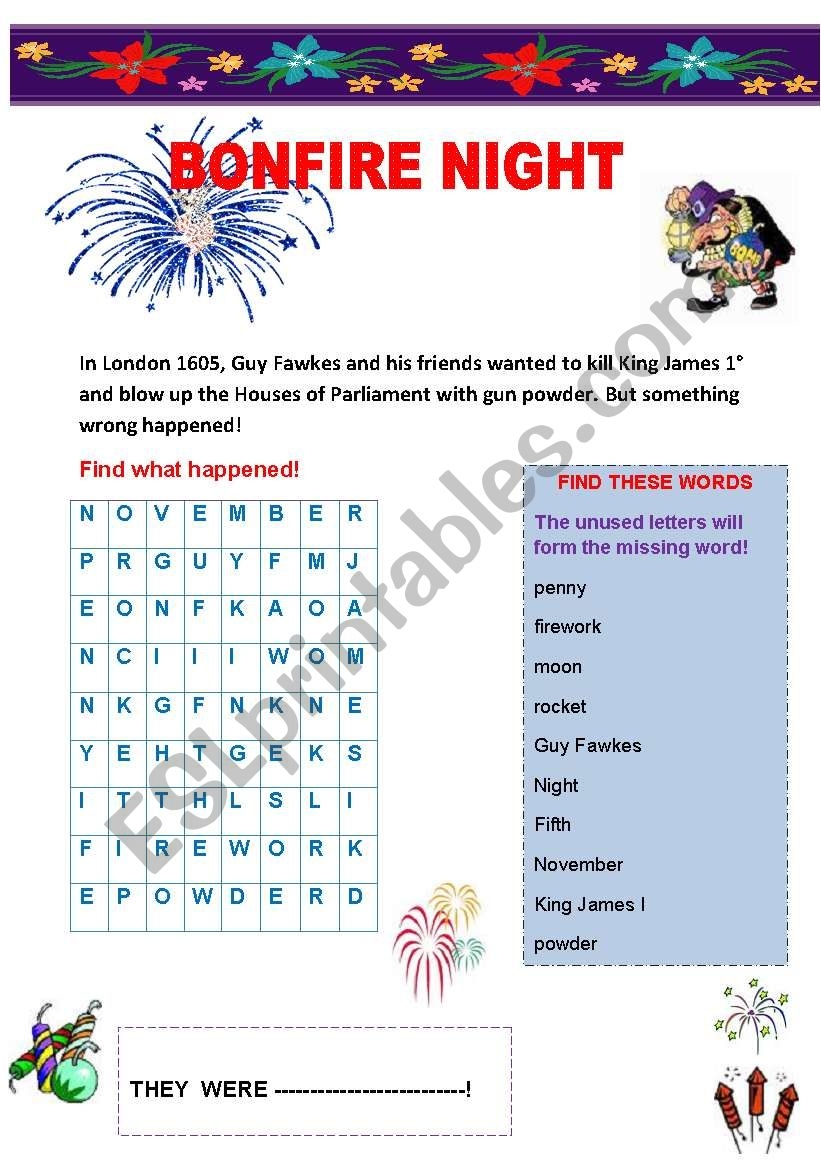 BONFIRE NIGHT ESL Worksheet By LIA THE TEACHER