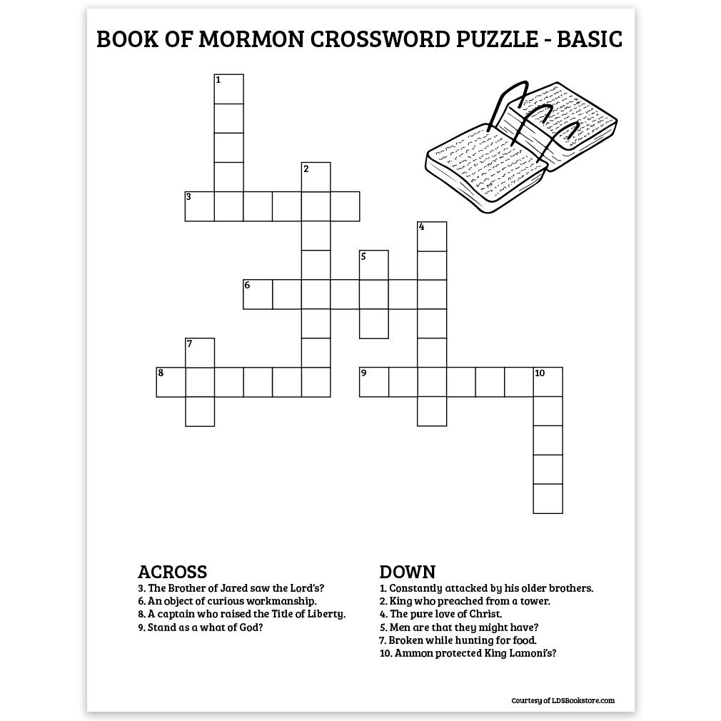 book of mormon crossword puzzle basic