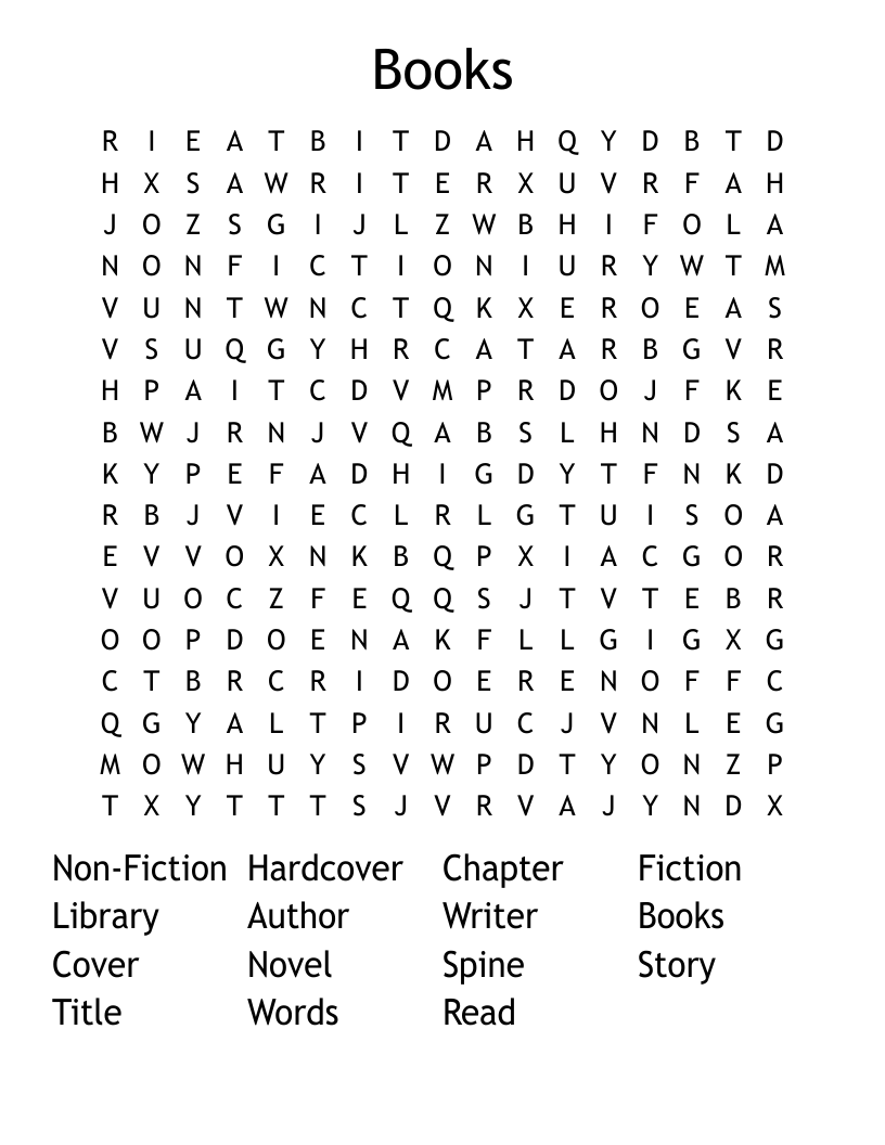 Books Word Search WordMint