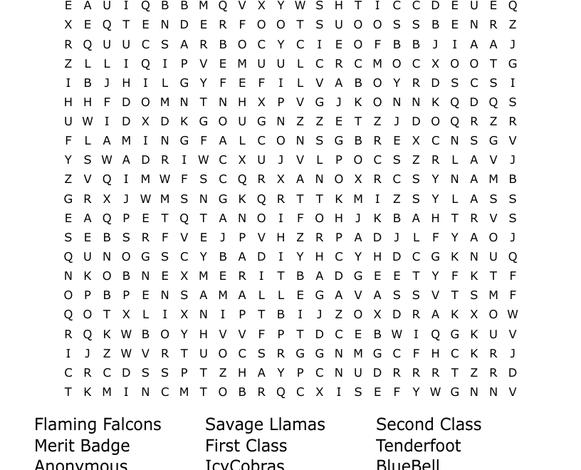 Boy Scouts Word Search WordMint