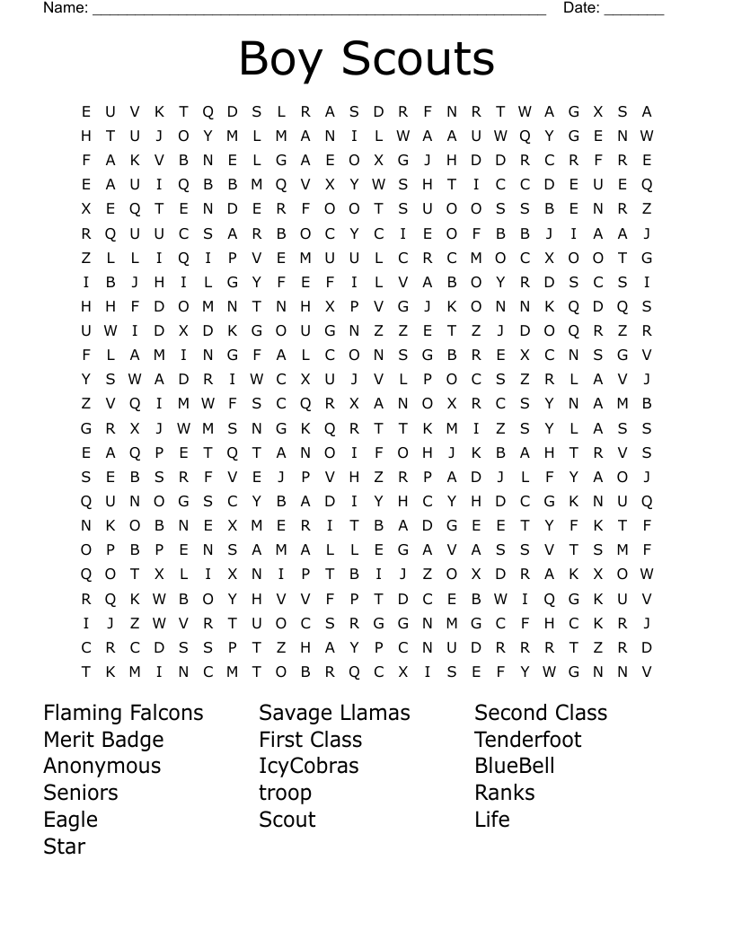 Boy Scouts Word Search WordMint