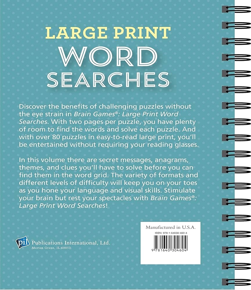 Brain Games Large Print Word Searches Teal Publications International Ltd Brain Games 9781640304604 Amazon Books