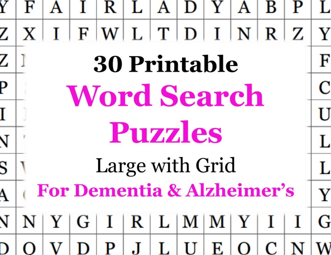 brain teasers a printable collection of easy word search puzzles for dementia care etsy