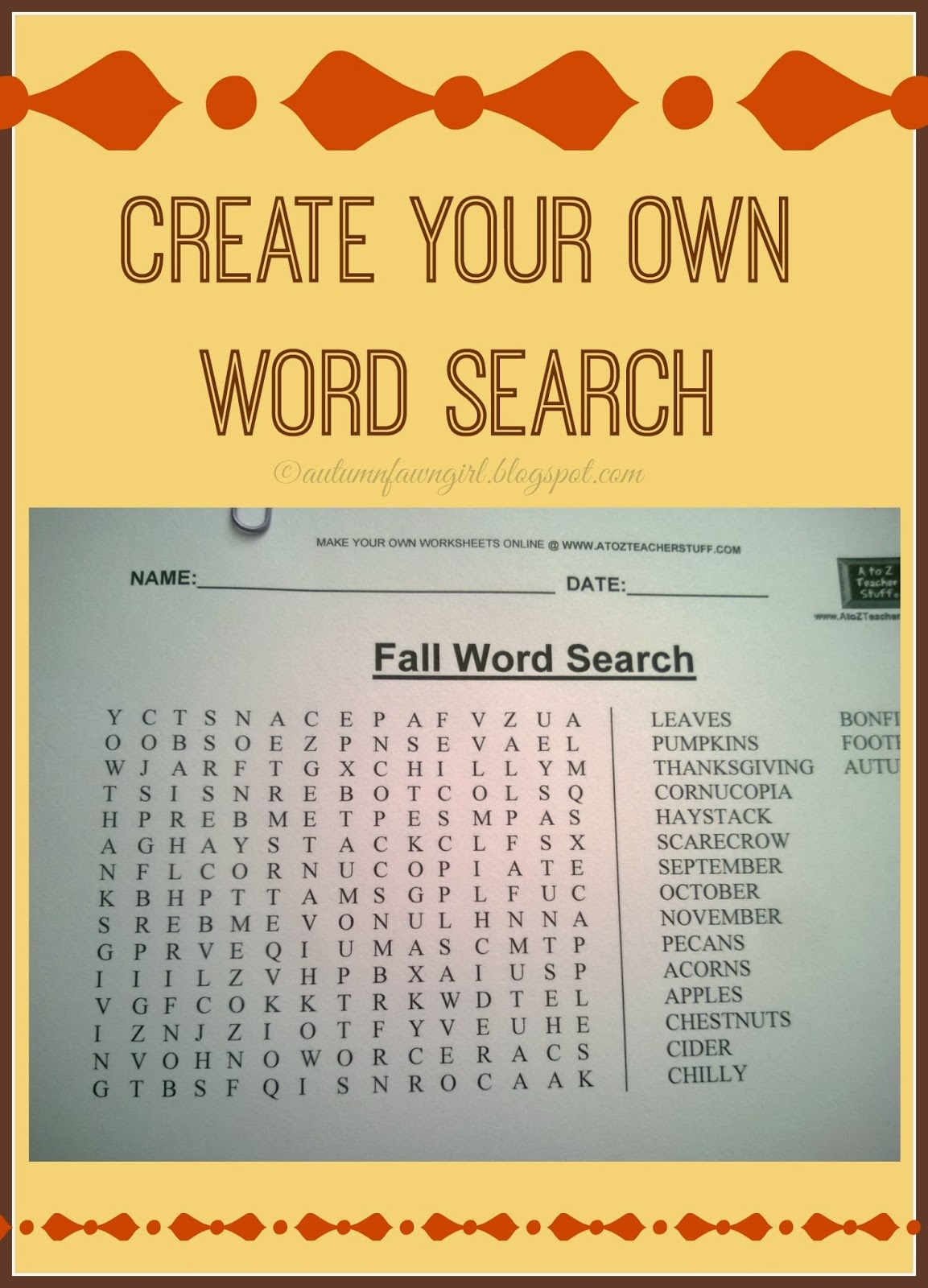 Printable Make Your Own Word Search