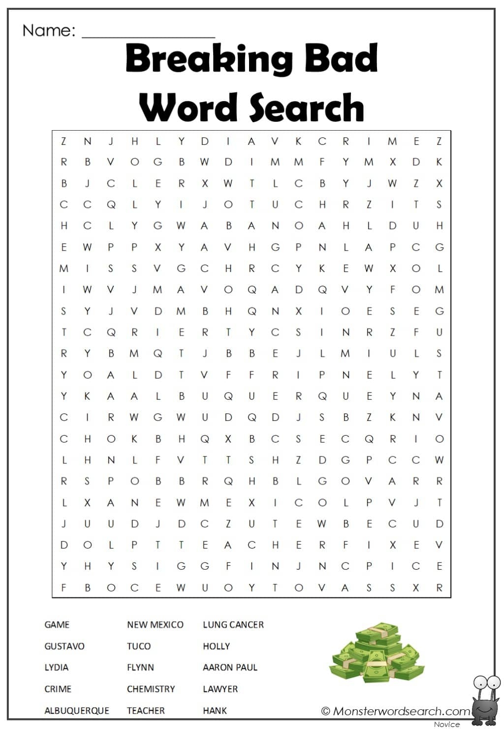 Breaking Bad Word Search Monster Word Search