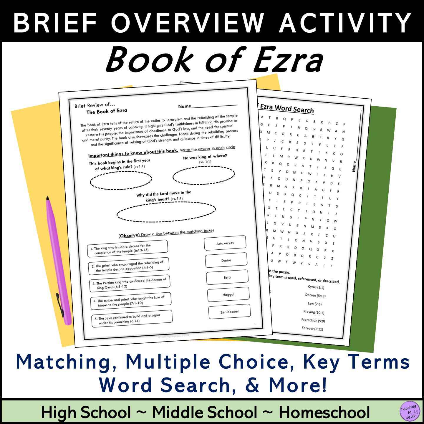 Brief Review Of Ezra Bible Book Overview Activity Made By Teachers