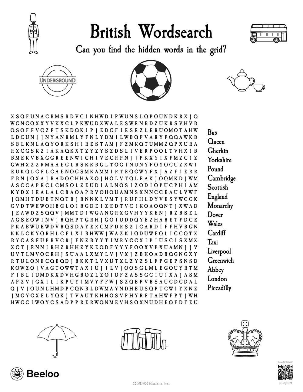 British Wordsearch Beeloo Printable Crafts And Activities For Kids