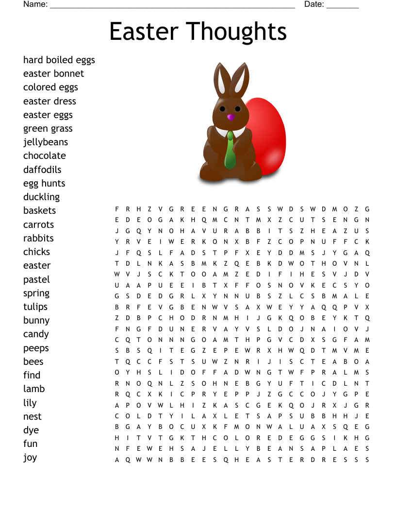 Baby Word Search Printable Free Bunny