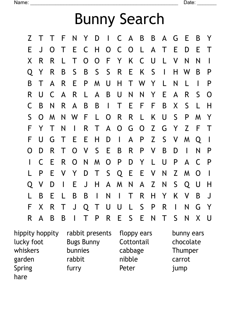 Bunny Search Word Search WordMint